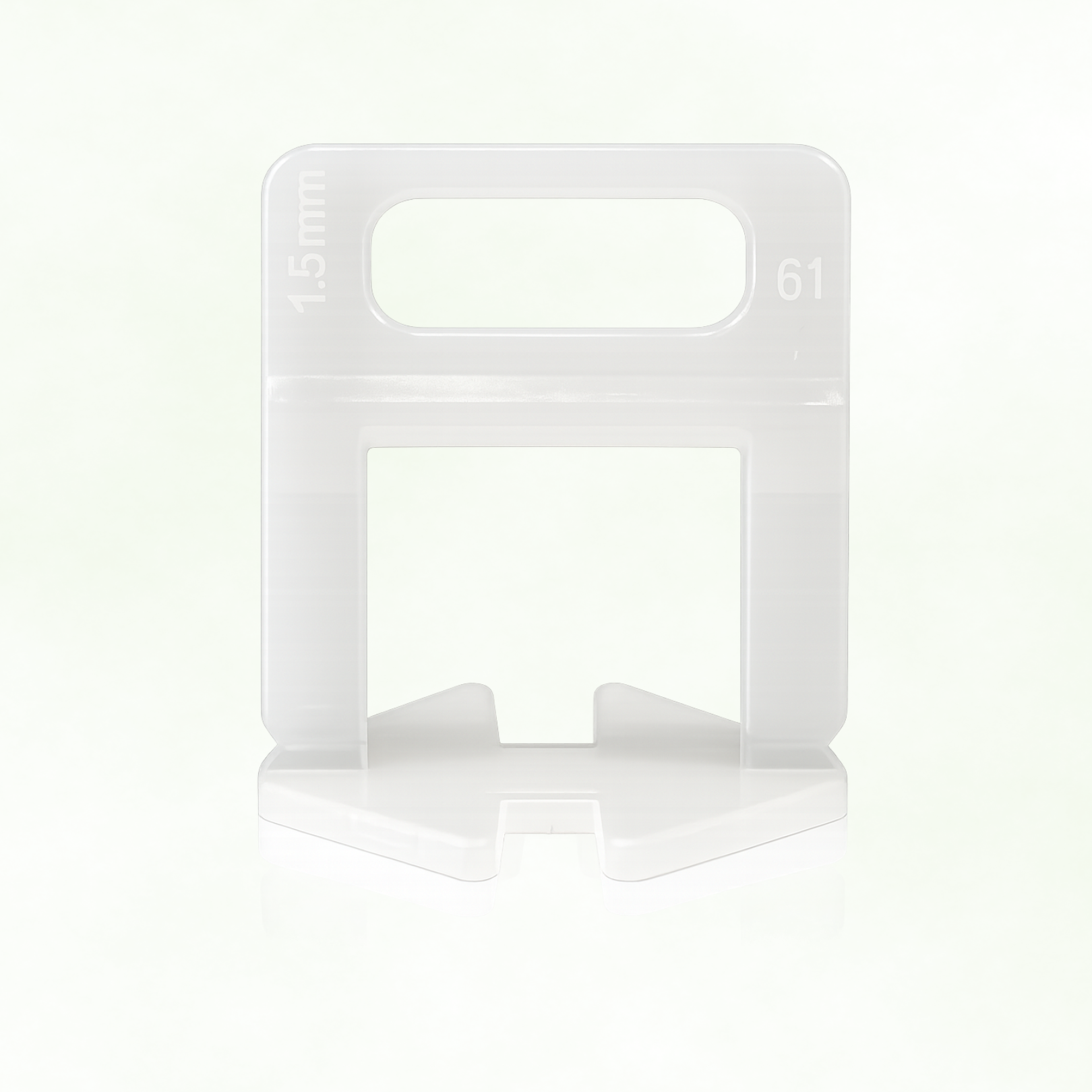 White 1.5 mm tile leveling clip front view